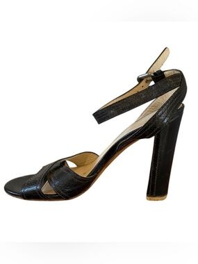 Prada Leather Open Toe Ankle Strap Heels | Luxury Evening Sandals Wedding Date